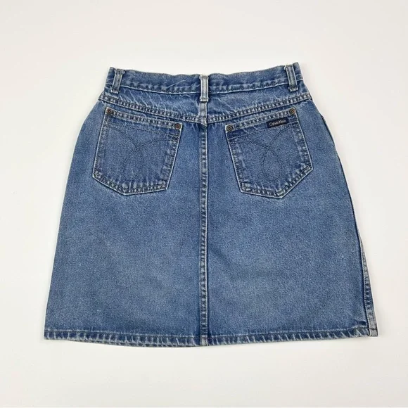 Vintage Calvin Klein Vintage Blue Jean Skirt Size 11 - Picture 5 of 8